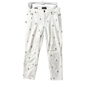 Talbots Penguin Novelty Flawless Five Pocket Slim Ankle Cream Corduroy Pants 8p